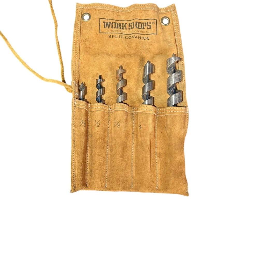 Japan Made Jennings Style Auger Bit Set 3/8–1” Hex Shank w/ Leather Roll